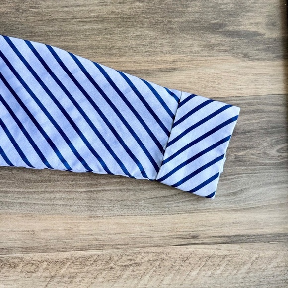 Banana Republic Dillon Blue & White Diagonal Stripe Pattern Long Sleeve Size S - Picture 6 of 11
